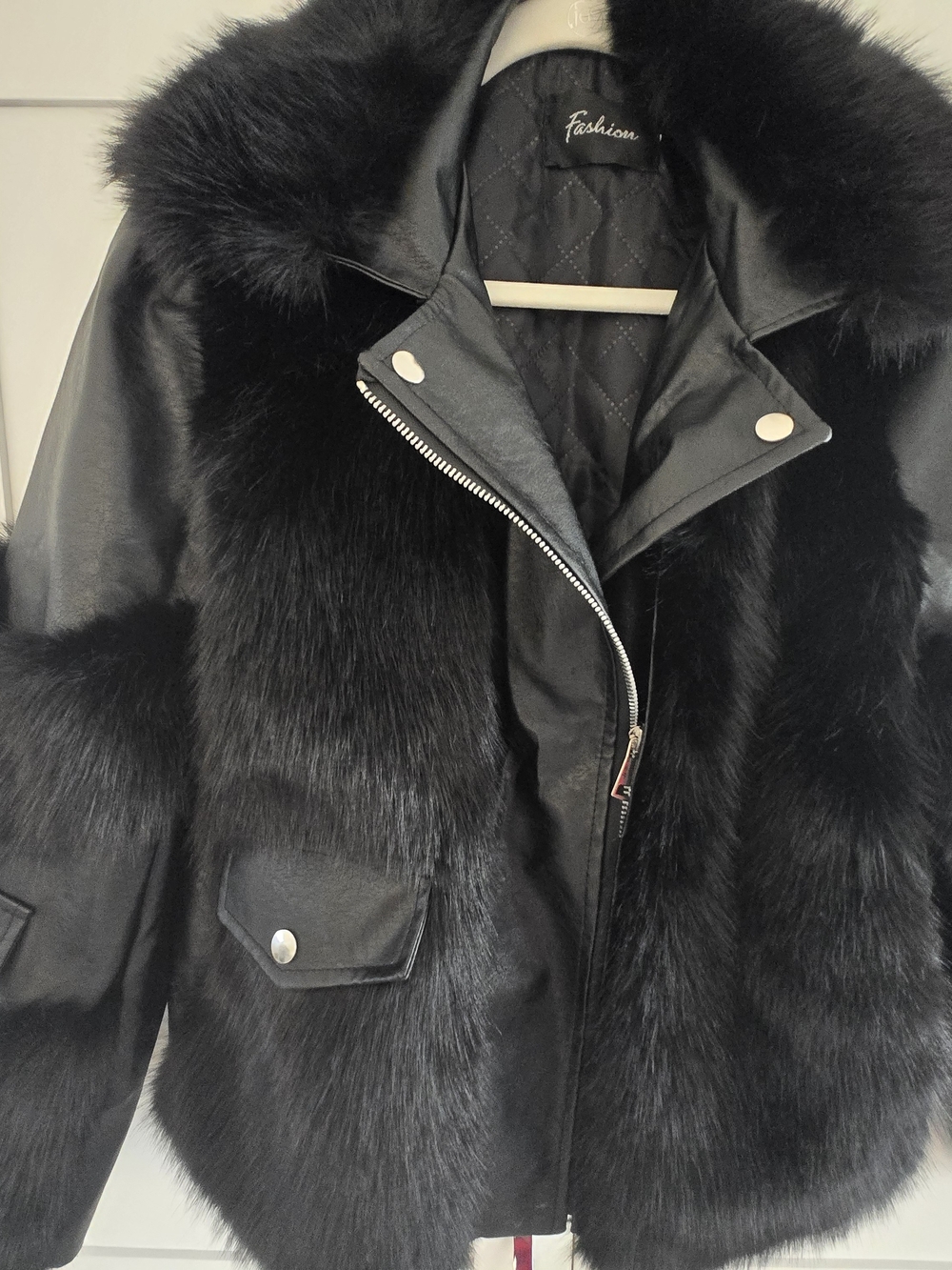Black Faux Fur Trim Jacket